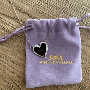 MELINDA MARIA Emilia Heart Necklace Silver Pave Diamondettes